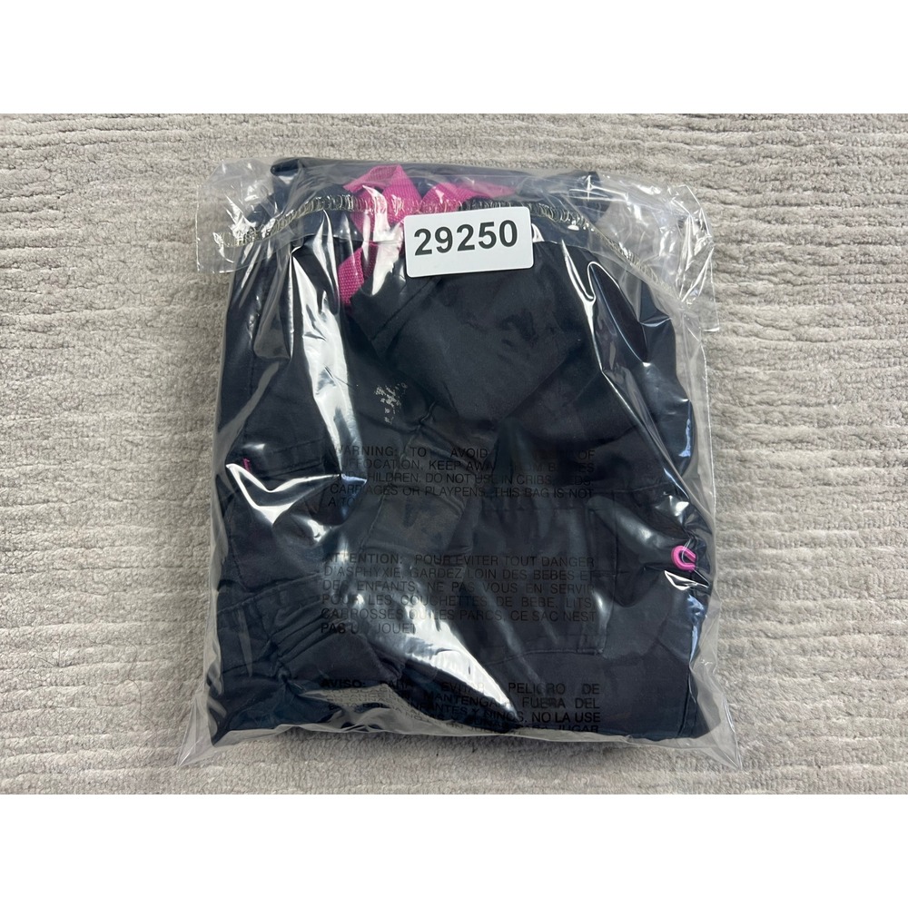 Koi Scrub Pants Womens Medium Black Pink 8761 BKRS Cargo Drawstring Straight Leg - Picture 10 of 10